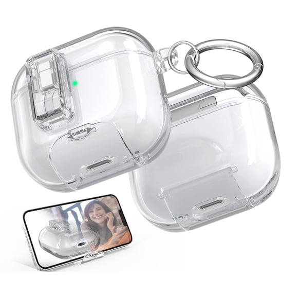 Funda para AirPods 4 R-fun Clear con tapa de cierre y kit de limpieza