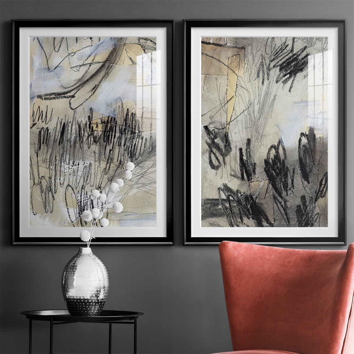 Wexford Home Masked Notes III Premium Framed Print, 30.5" x 42.5" - Ready to Hang, Black (Set of 2)