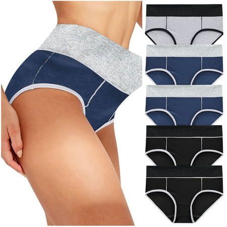 

Boxer Briefs For Women Underwear Women 5PC Women Solid Patchwork Panties Bikini Underpants Mid Waist Hip Raise Cotton Color Block Panties Color XXXXXL