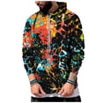 thumbnail image 2 of Men's Loose Fit Printed Hooded Sweatshirt, Long Sleeve Casual Pullover Fleece Hoodie for Street Style, Lounge, Autumn Winter,Red,3XL, 2 of 5