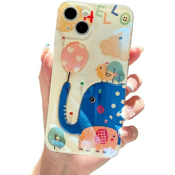 Cartoon Cute Dinosaur Elephant Creative Silicone Case Compatible with iPhone Case (Cartoon Cute Elephant,iPhone 11)