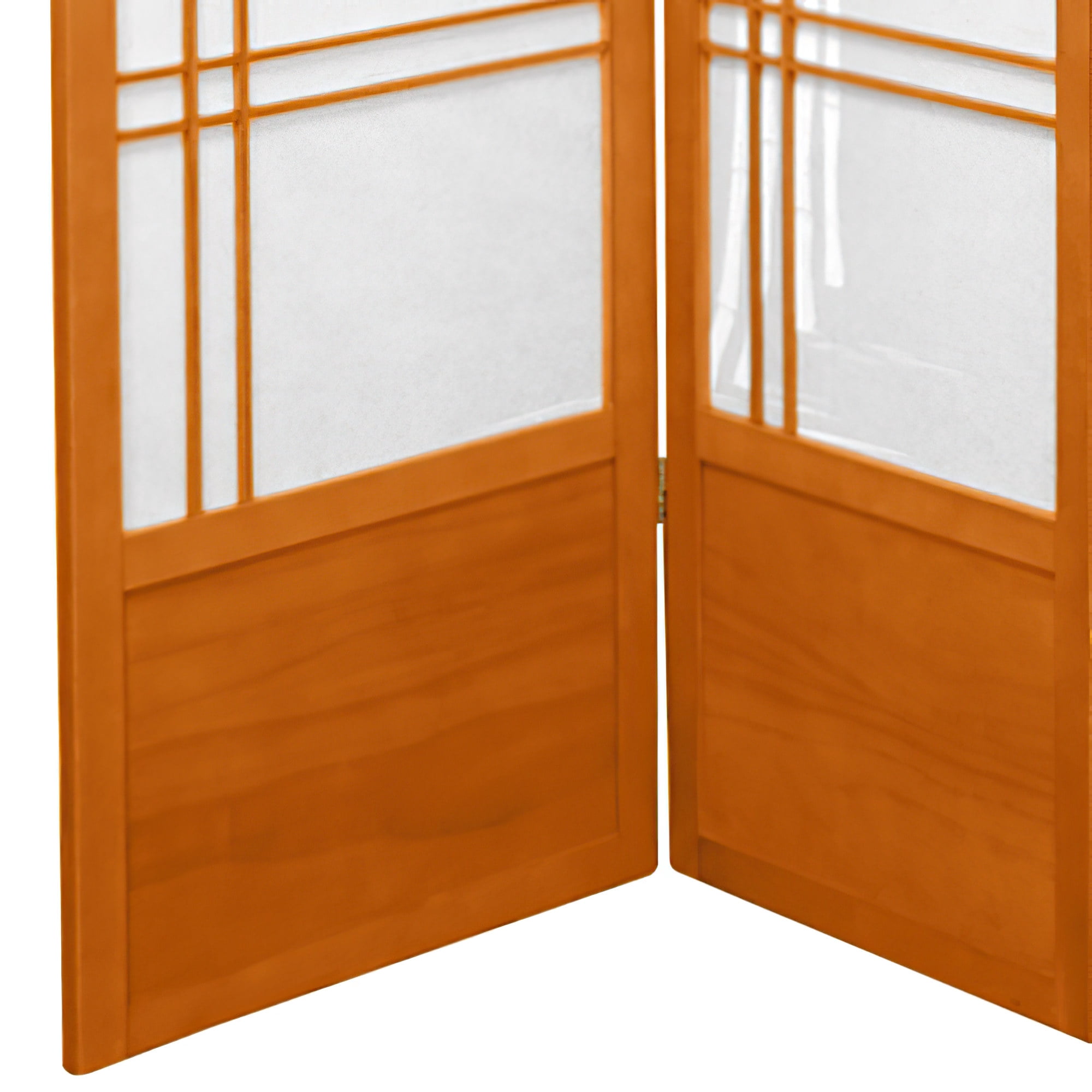 Oriental Furniture 7 Ft Tall Double Cross Bamboo Tree Shoji Screen, bamboo motif, honey color, 6 panel