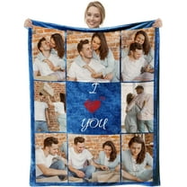 Custom Blanket with Photos Text, Personalized Pictures Collage Customized Flannel Throw Blankets Custom Wedding Blankets for Couple, Anniversary, Engagement Gift Blanket -8Photo-1
