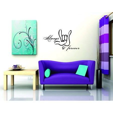 Family Always and Forever Inspirational Love Wall Decal Decoration Always and Forever Quote Cute Typography Lasts Years and Easily Removable - Size: 27 In(W) x 40 In(H)
