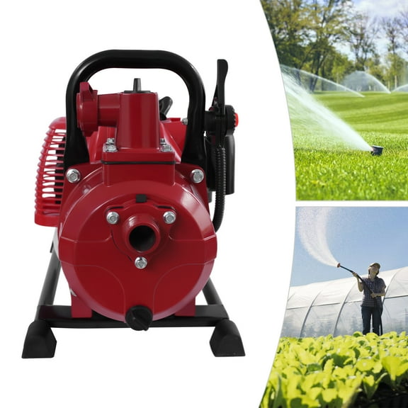 ToppiJoy 1.7HP 43cc Trash Pump Gas Powered Water Pump with 2m Hose, 2 Stroke Gasoline Water Pump, Water Transfer Pump for Agricultural Farmland