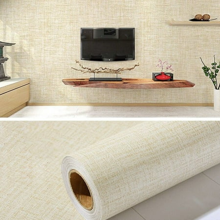 5M Self Adhesive Wallpaper Solid Color Cloth-Line Imitation Pattern Wall Sticker for Living Room Bedroom Background Wall