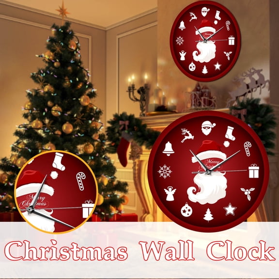 Vikakiooze 2022 Holiday Decoration Gift Wall Clock Santa Claus Wall Clock Decoration Clock