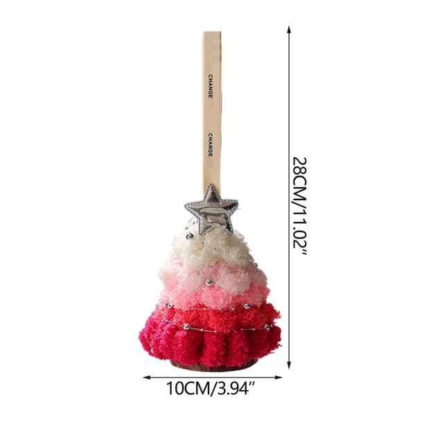 Adorno navideño de peluche tejido con estrellas en la parte superior, pieza decorativa festiva y encantadora.