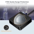 thumbnail image 4 of Tira de alimentación con protector contra sobretensiones, cable de extensión de enchufe plano TESSAN de 5 pies con 6 salidas, 3 cargadores USB (1 USB C), protección 1700J, estación de carga de múltipl, 4 of 5