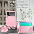 thumbnail image 2 of Wallet Case for Samsung Galaxy Z Flip 3 Card Holder, Embossed PU Leather Cover Removable Adjustable Shoulder Neck Strap Lanyard Phone Case for Samsung Galaxy Z Flip 3 Crossbody Rose Gold, 2 of 16