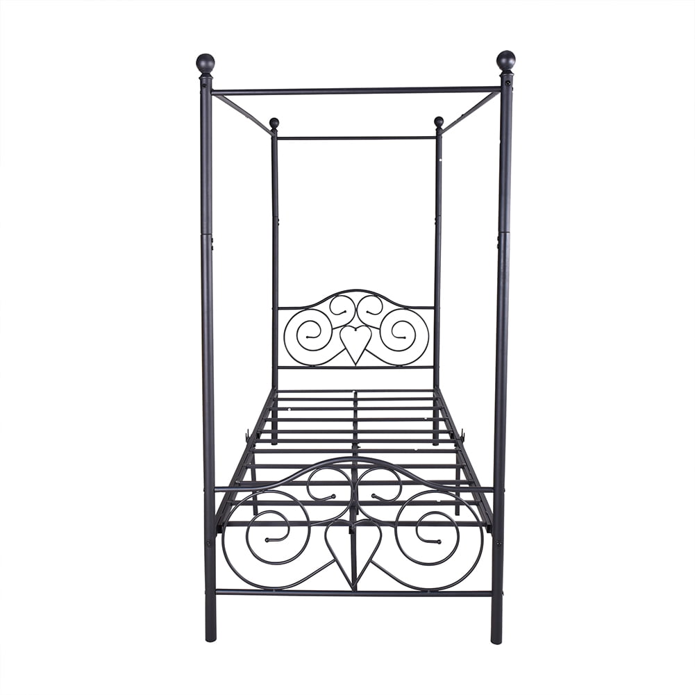 Kepooman Vintage Style Metal Canopy, Black Single Bed Frame with Headboard & Footboard / Easy DIY Assembly, 41.73"L x 23.03"W x 4.33"H, Twin Kepooman Vintage Style Metal Canopy, Black Single Bed Frame with Headboard & Footboard / Easy DIY Assembly, 41.73"L x 23.03"W x 4.33"H, Twin