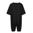 thumbnail image 5 of Gibobby pantalones siameses Mono informal de manga corta para mujer, de talla grande, con cuello en V, pantalones cortos de pierna ancha de verano, mono con bolsillo(Negro， XXXXL), 5 of 5