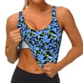 thumbnail image 3 of Picia Blue Flowers Sports Bra for Women,Padded Strappy Sports Bras Medium Support Yoga Bra with Removable Cups,Running Yoga Bra-XX-Large, 3 of 9