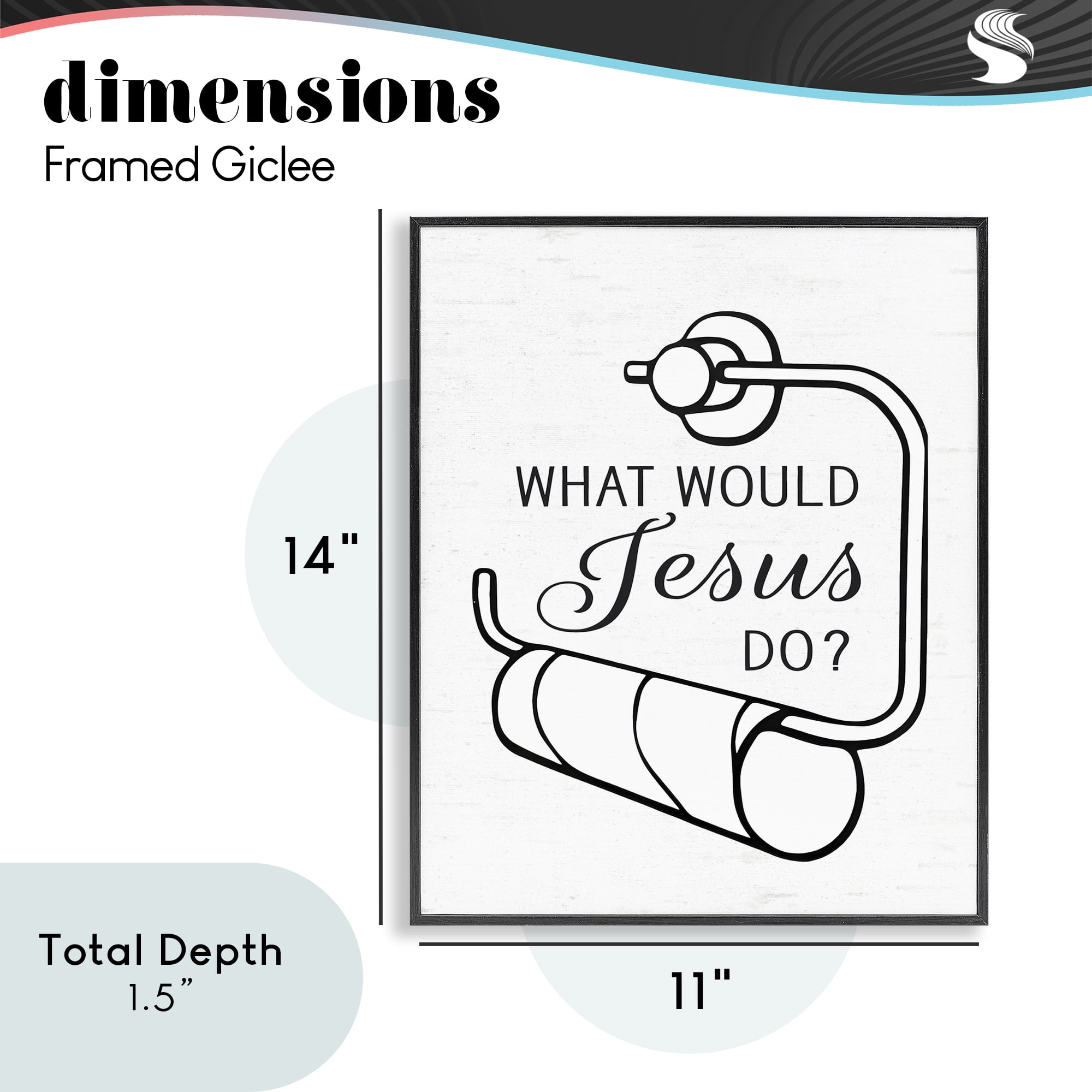 What Would Jesus Do Toilet Paper Black Framed Giclee Art, design by Lettered and Lined