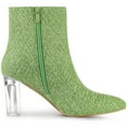 thumbnail image 6 of Unique Bargains Women's Clear Block Heel Glitter Prom Ankle Booties Green 8, 6 of 6