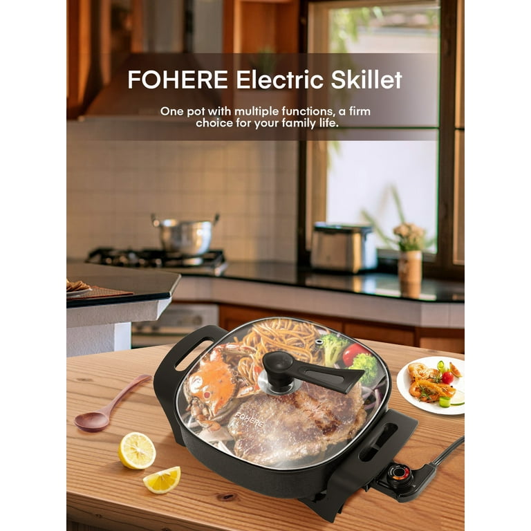Electric Skillet, 12 inch Deep Non Stick Electric Skillet with