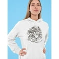thumbnail image 2 of Lion Head Tribal Style Hoodie Women -Image by Shutterstock, Female x-Large, 2 of 4