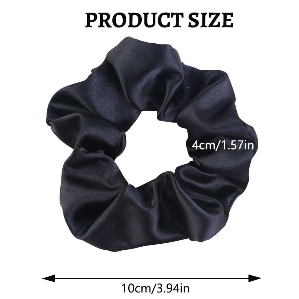 Satin Scrunchies for Women No Hair Damage, No Crease, Suitable for All Hair Types Elastics Bands Accessories Girls Black 5pcs