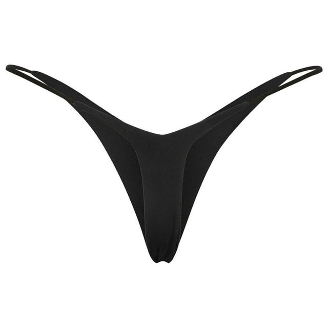 Charmgo String pour Femmes Taille Basse String Chaud pour Femmes Taille Basse Culottes Bikini à Double Couche String Léopard g-String Strings pour Femmes Noir G
