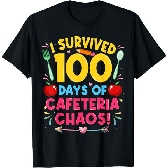 I Survived 100 Days of School Cafeteria Chaos Lunch Lady T-Shirt TShirt