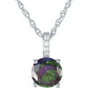 Believe by Brilliance Sterling Silver Plated Simulated Mystic Topaz, CZ Round Earring and Pendant 2-Piece Set