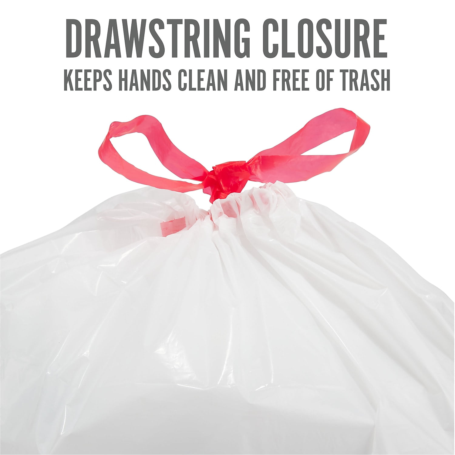 Perk™ Drawstring Tall Kitchen Trash Bags, 13 gal, 28" x 24", White, 120/Box