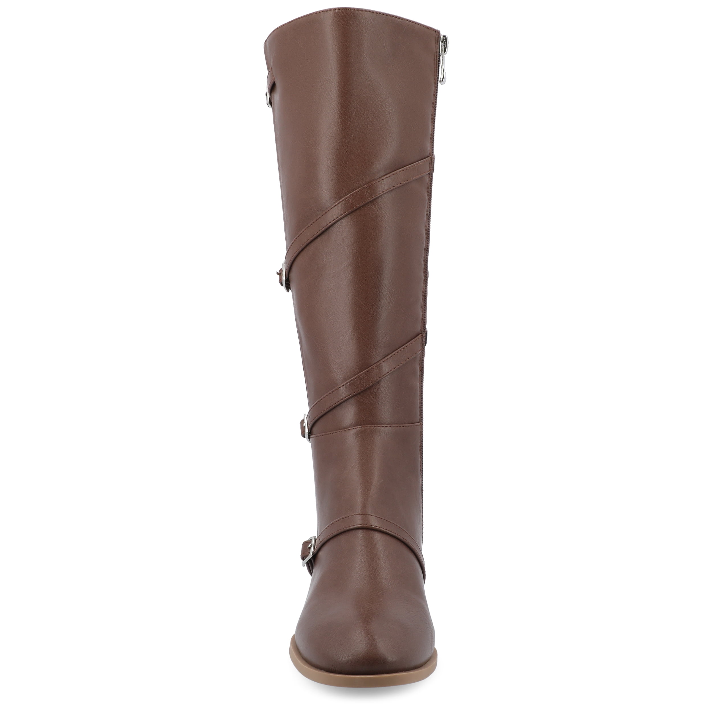 Journee Womens Elettra Stacked Block Heel Round Toe Boots