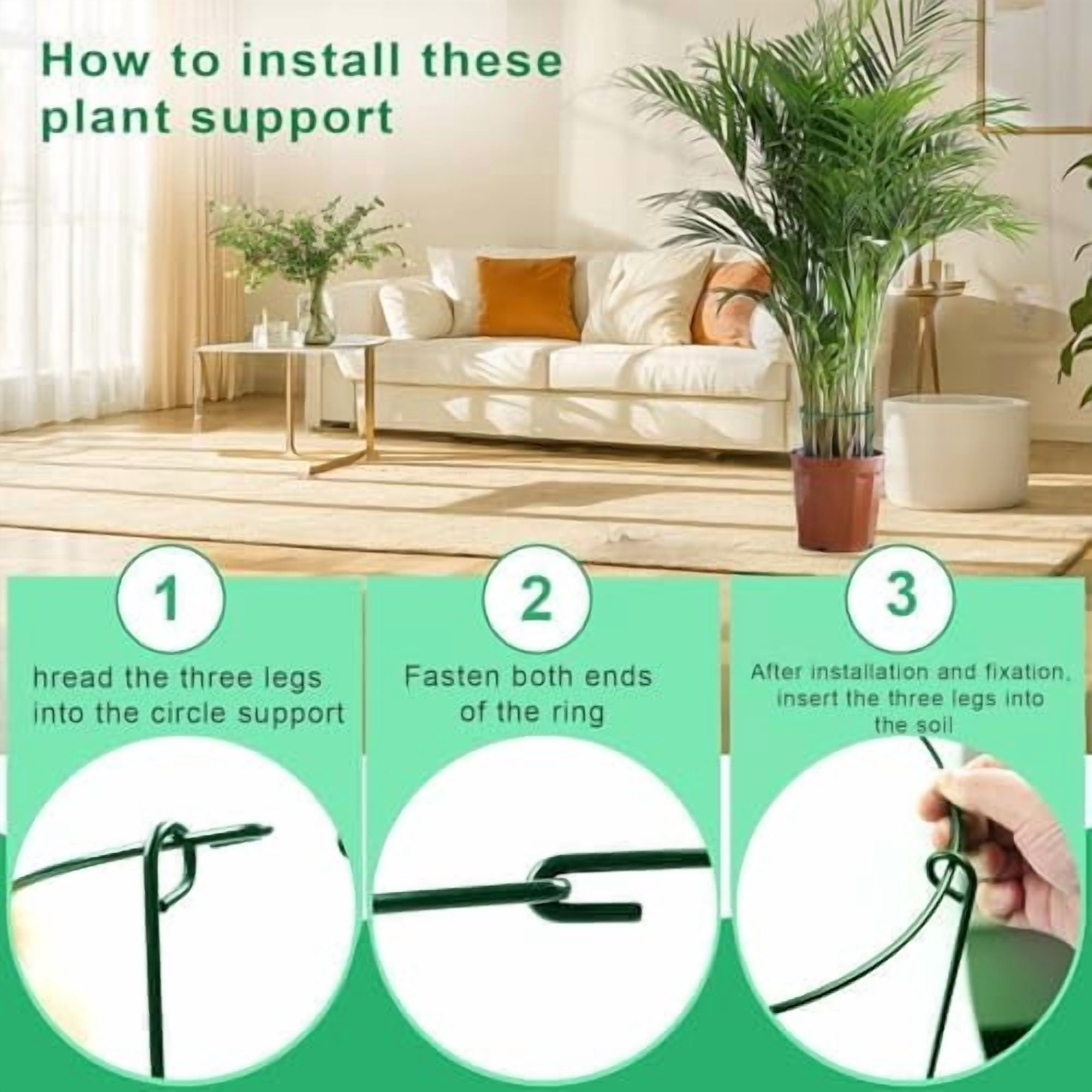 3 Pack Peony Cages Support Stakes Ring for Garden, Round Plant Support for Outdoor (10" W x 17" H), Indoor Plant Cages Hoops Plant Rings for Tomatoes,Rose,Astilbes,Vine Indoor Potted Plants
