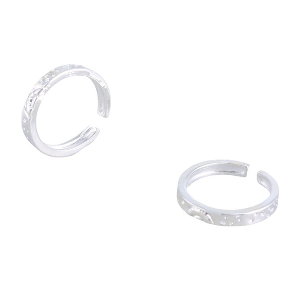 Aellinatey 2Pcs Corrosion Pattern Open Rings Stackable Sun Moon Rings Set Women Ornaments