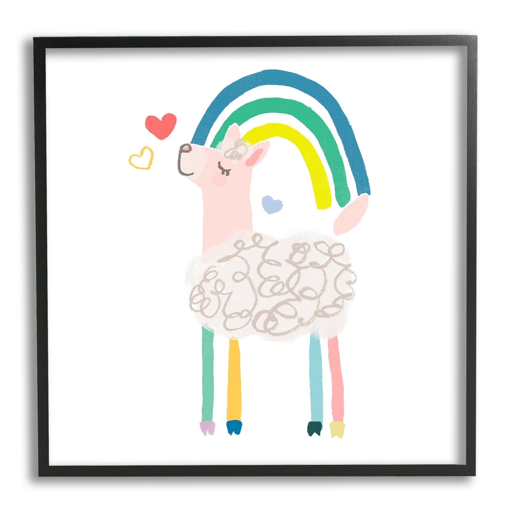 Stupell Industries Sweet Pastel Rainbow Sheep Hearts Simple Illustration, 24 x 24, Design by June Erica Vess