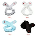thumbnail image 4 of facefd Femmes Rouge Coeur Broderie Oreilles Bandeau Maquillage Maquillage Cheveux Wrap DIY Réglable Peluche Bandeau Coiffure, 4 of 6