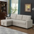 thumbnail image 3 of Aukfa 83" Sofa Bed, Sleeper Sofa, Pull Out Bed w/ Storage Chaise for Living Room, Linen, Beige, 3 of 11
