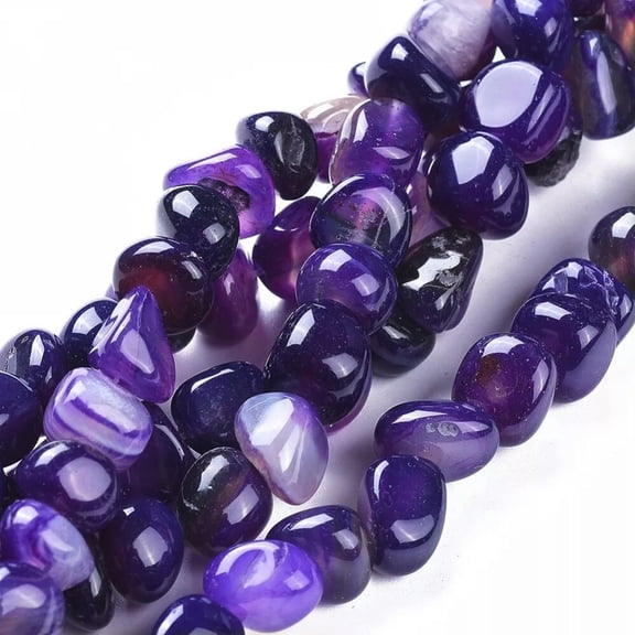 U8MO 10 Striped Agate Gemstone Chip Beads Tumbled Purple Jewelry Supplies Set
