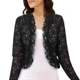 thumbnail image 2 of Purcolt Womens Sheer Lace Embroidery Cardigan Dressy Trendy Long Sleeve Crochet Jacket Summer Cover Ups Wave Trim Shrug Tops, 2 of 7