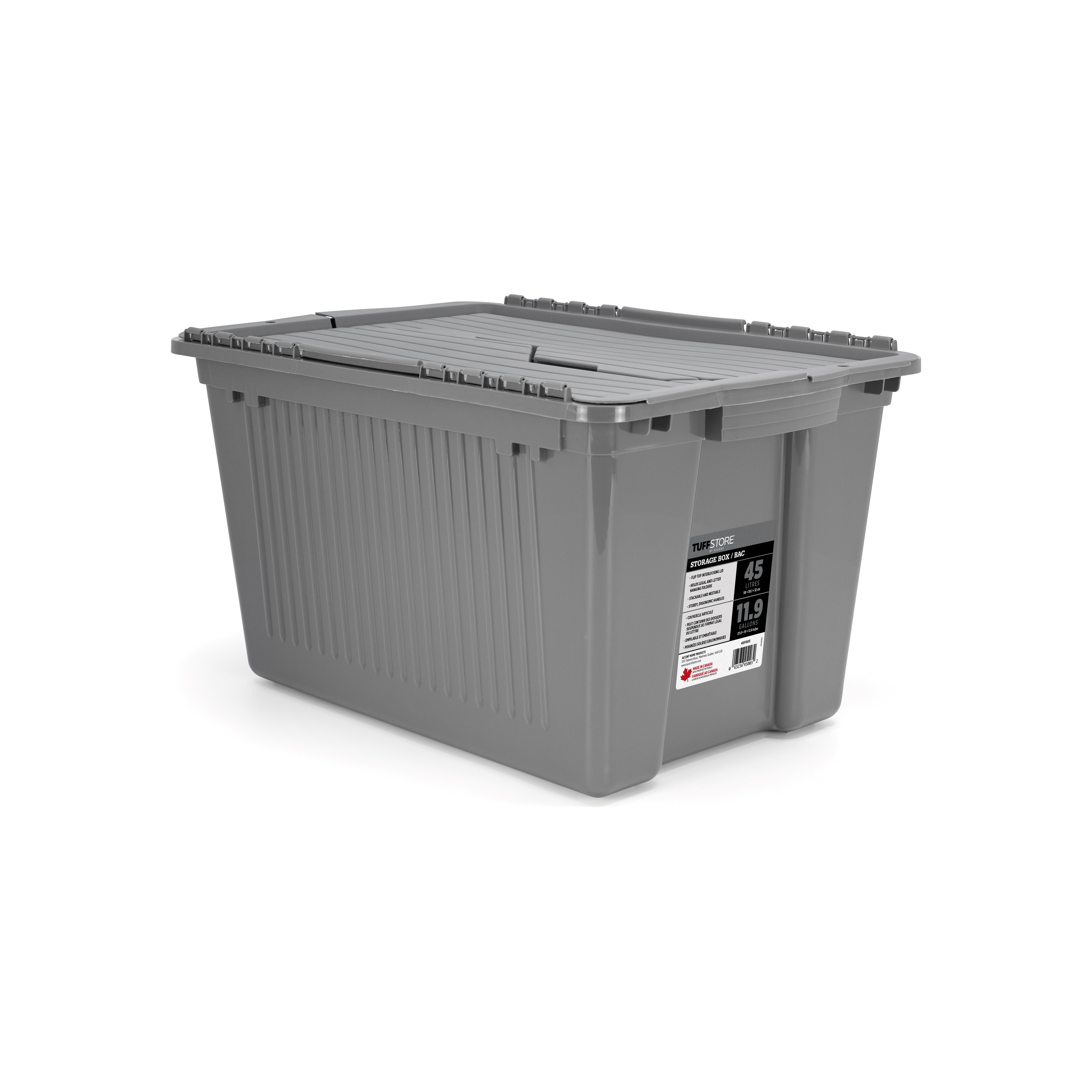 Tuff StoreTM 45L (11.9 gal.), Flip Top - Charcoal Grey