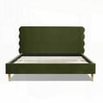 thumbnail image 3 of King Size Olive Green Modern Wavy Headboard Platform Bed with Durable Materials, 3 of 12