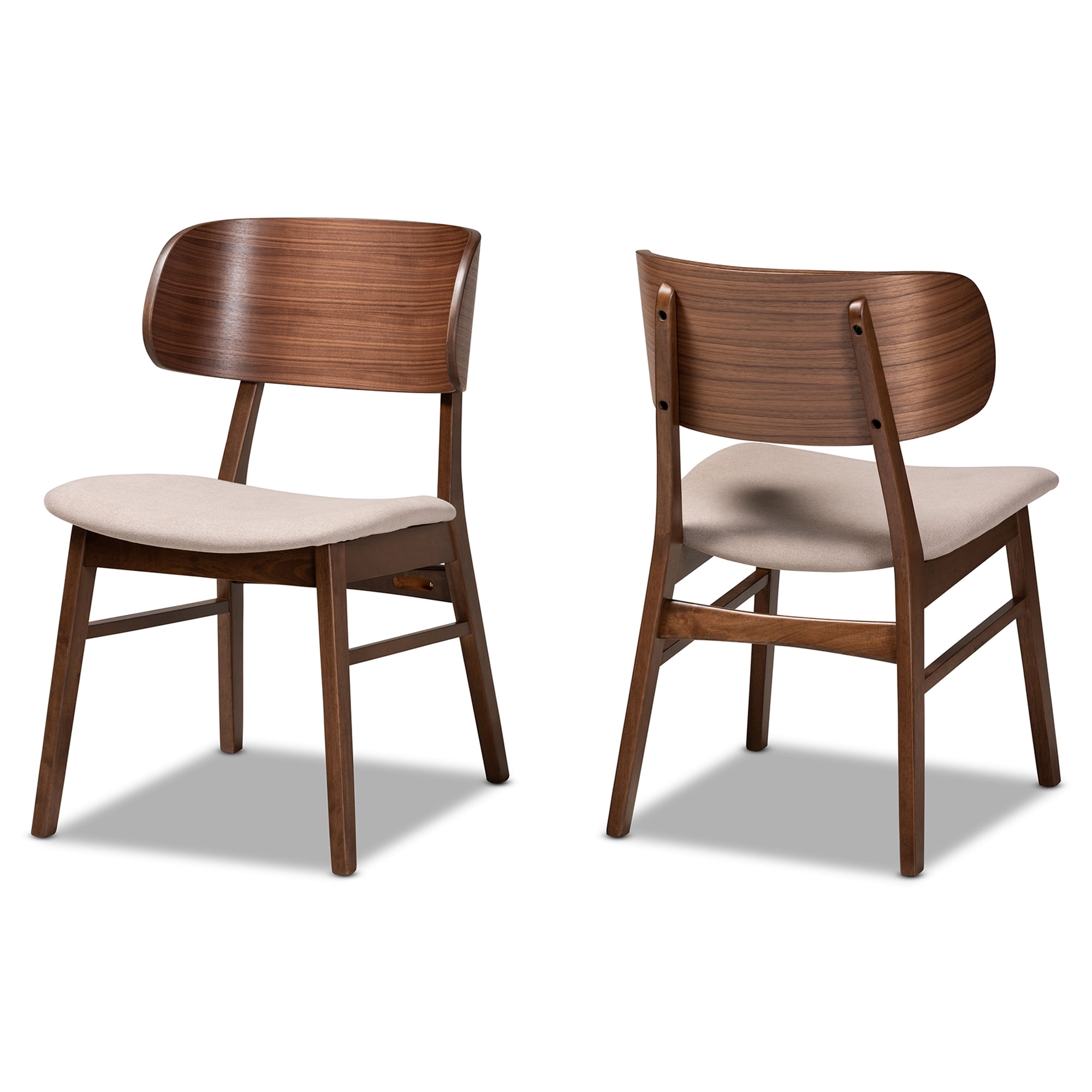 Baxton Studio Alston Dining Chair, Set of 2, Beige/Walnut Brown