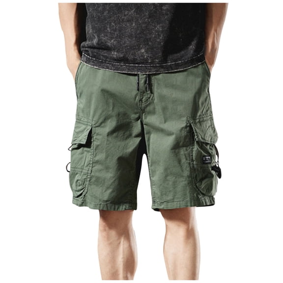 HAPIMO Elastic Waist Drawstring Men's Shorts Solid Color Casual Outings Sports Shorts Comfy Shorts for Beach Vacation Lightweight Relaxed Fit Breathable Shorts Army Green 3X-Large
