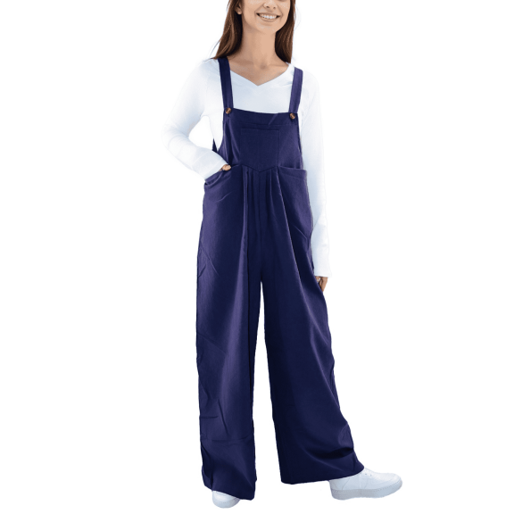 SOMER Women's Jumpsuits Rompers Casual Loose Overalls One Piece Sleeveless Wide Leg Long Pant With Pockets
