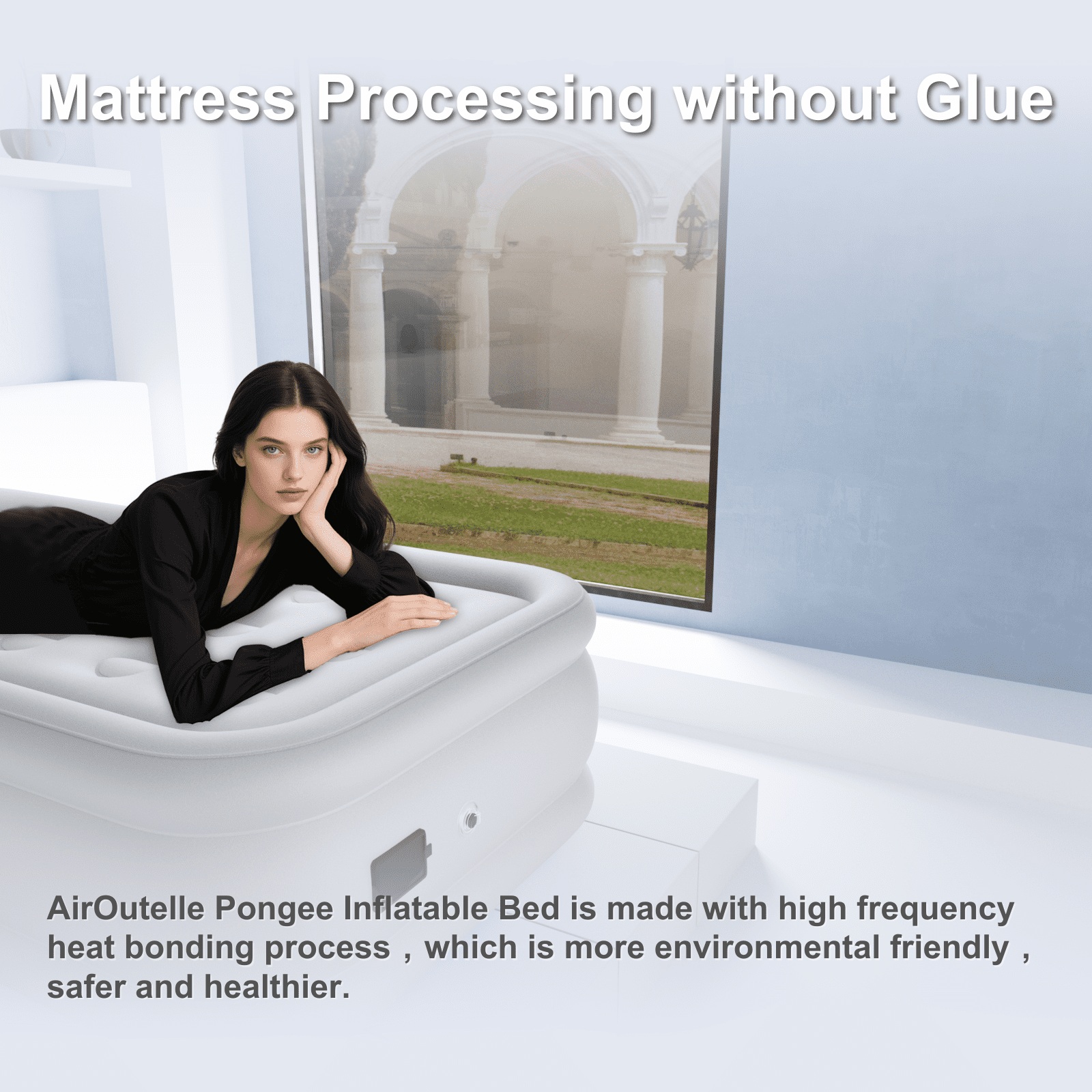Luxury Air Mattress with Built in Pump,Puncture Resistant Portable Inflatable Mattress,Blow Up Mattress for Home,Travel and Guest(Twin,Gray)