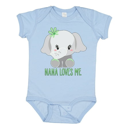 

Inktastic Nana Loves Me- Cute Elephant Gift Baby Boy or Baby Girl Bodysuit