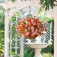 thumbnail image 3 of Artificial Hanging Flowers in Basket for Patio Lawn Garden Decor,12 inch Coconut Lining Hanging Baskets with Artificial Daisy Flowers for The Decoration (red Pink), 3 of 12