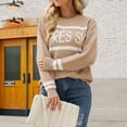 thumbnail image 1 of Jsaierl Womens Color Block Sweaters Ski Print Fall Warm Pullover Sweaters Trendy Long Sleeve Knit Tops Round Neck Versatile Going out Pullover, 1 of 8