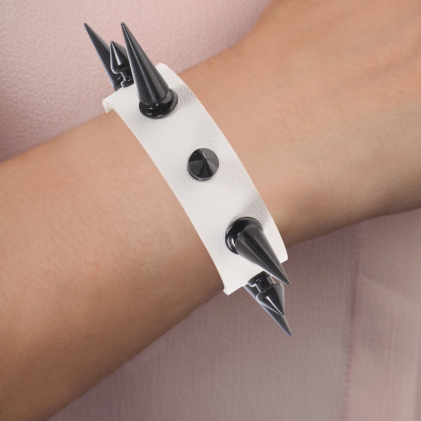 2pcs Leather Bracelet Punk Cuff Bracelet Spiked Bracelet Goth