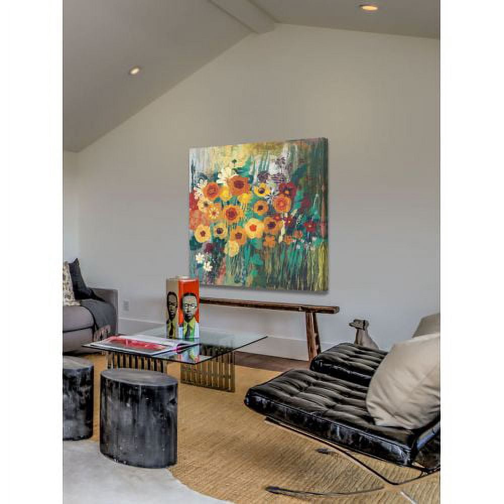 "Floral Frenzy Green I" Painting Print on Wrapped Canvas