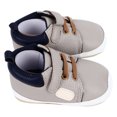 thumbnail image 4 of 2 piezas de zapatos para caminar de cuero PU para bebé, zapatos de cuero PU TPR con suela suave de moda vintage para bebé, gris oscuro 11, 4 of 14