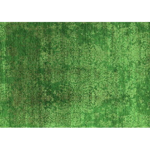 Ahgly Company Indoor Rectangle Oriental Green Industrial Area Rugs, 8' x 10'