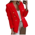 thumbnail image 3 of Gyexs Tweed Blazers for Women Plus Size Casual Long Sleeve Double Open Front Blazer Jackets Work Tops, RD1, Size L, 3 of 6