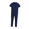 thumbnail image 3 of Conjunto de uniforme quirúrgico de enfermería, moderno, con cuello en V y manga corta, para cosmetología y atención médica. Azul oscuro, 3 of 8