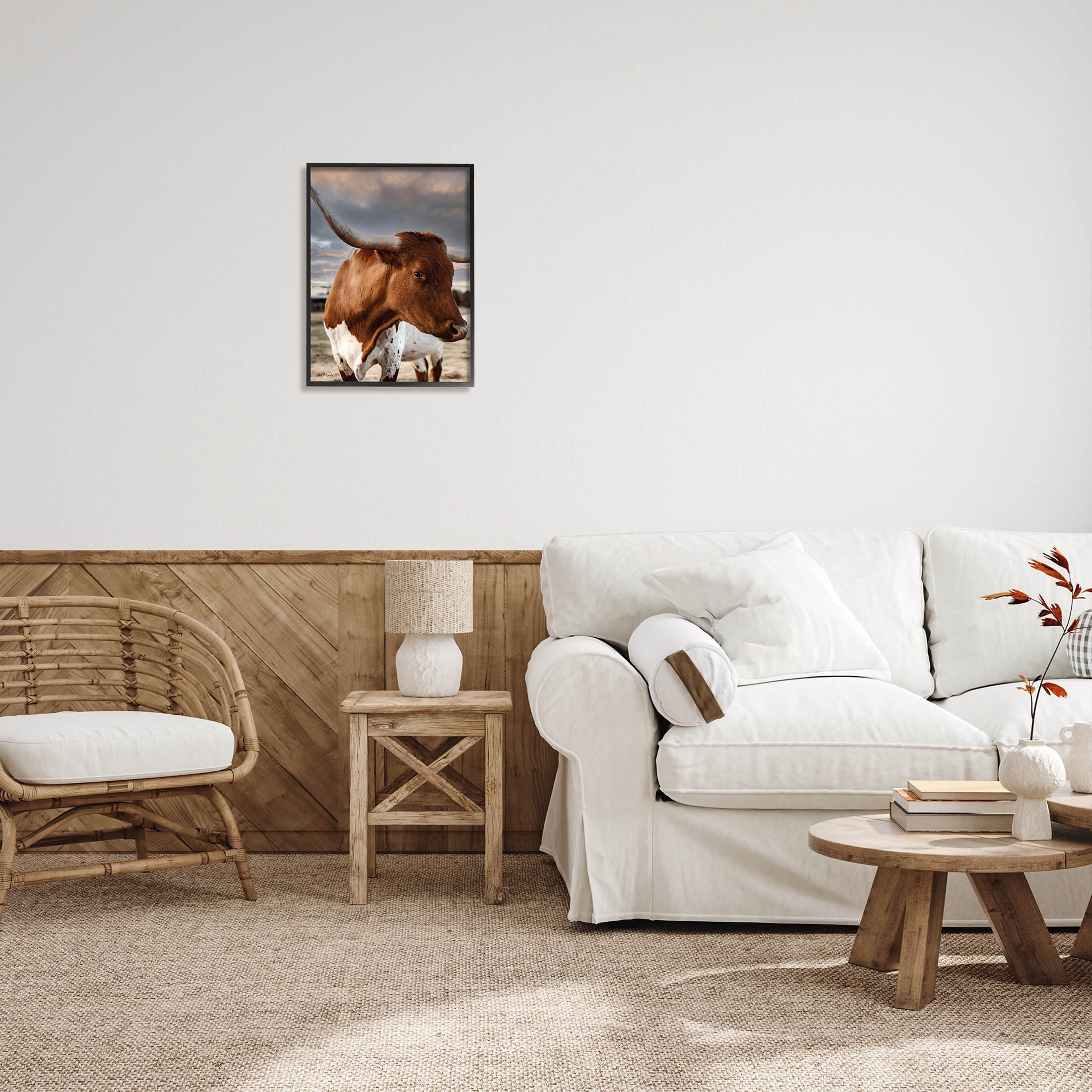 Stupell Industries Rural Farm Cattle Cloudy Ranch Sky Photograph Black Framed Art Print Wall Art, Design by Dakota Diener